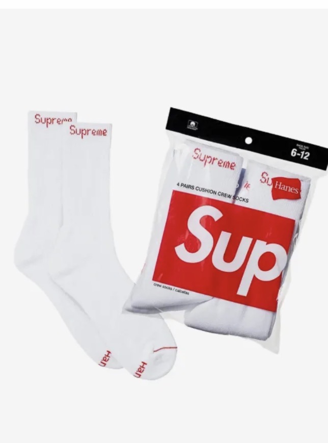 Free white and red Supreme socks