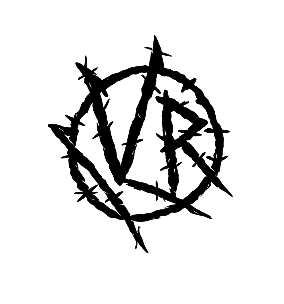 Vexed Realitys barbed-wire VR monogram